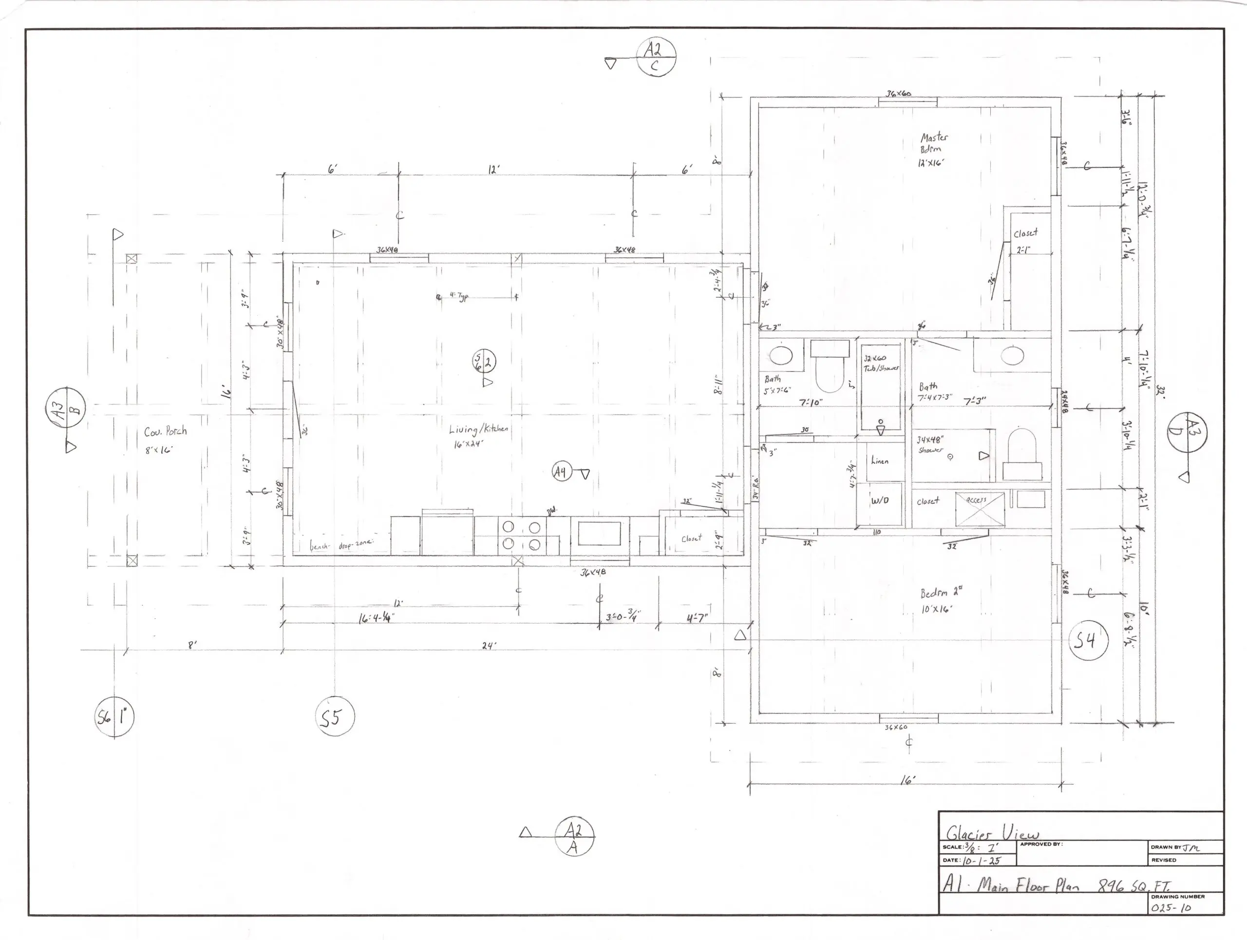 Cabin architectural floor plan with room layout and dimensions