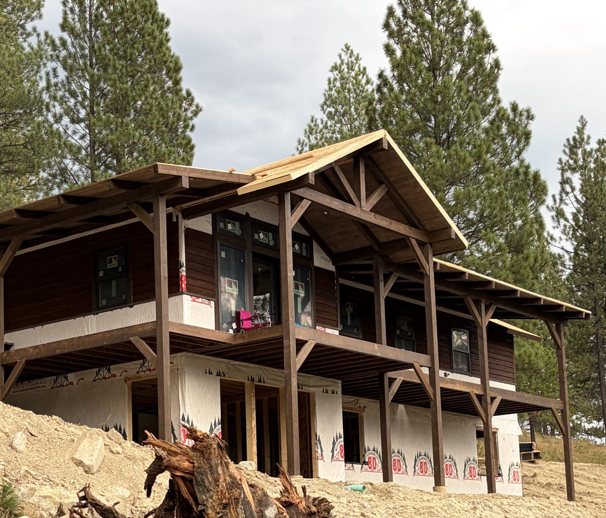 Glacier View cabin exterior in progress